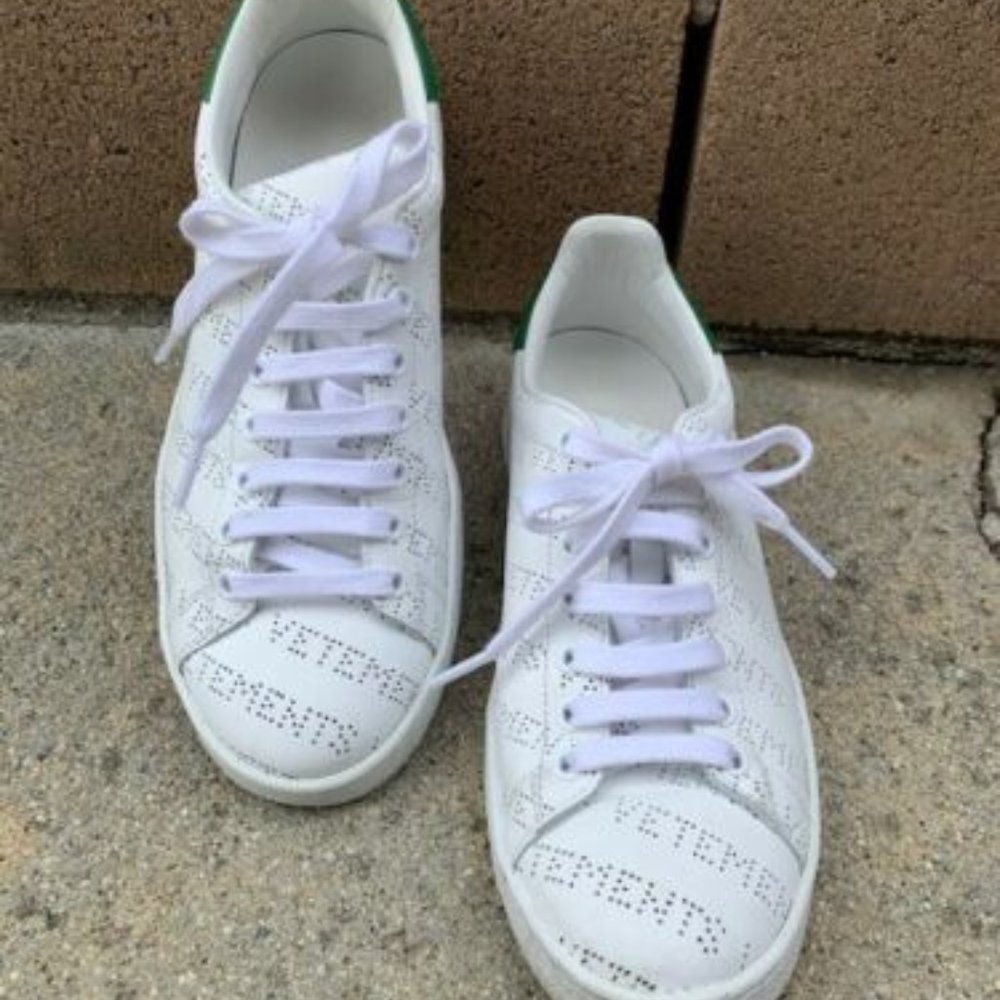 VETEMENTS Perforated Sneakers in White/Green - Size 38